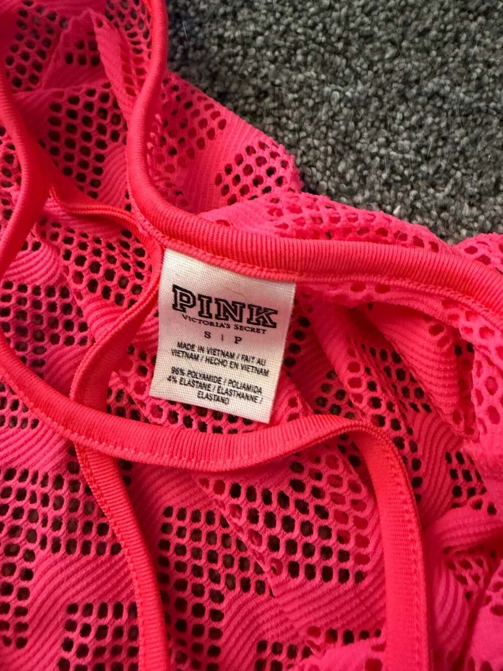 PINK Victoria's Secret Neon Pink Zig Zag Mesh Swim Cover-Up Tank Top - Picture 2 of 2